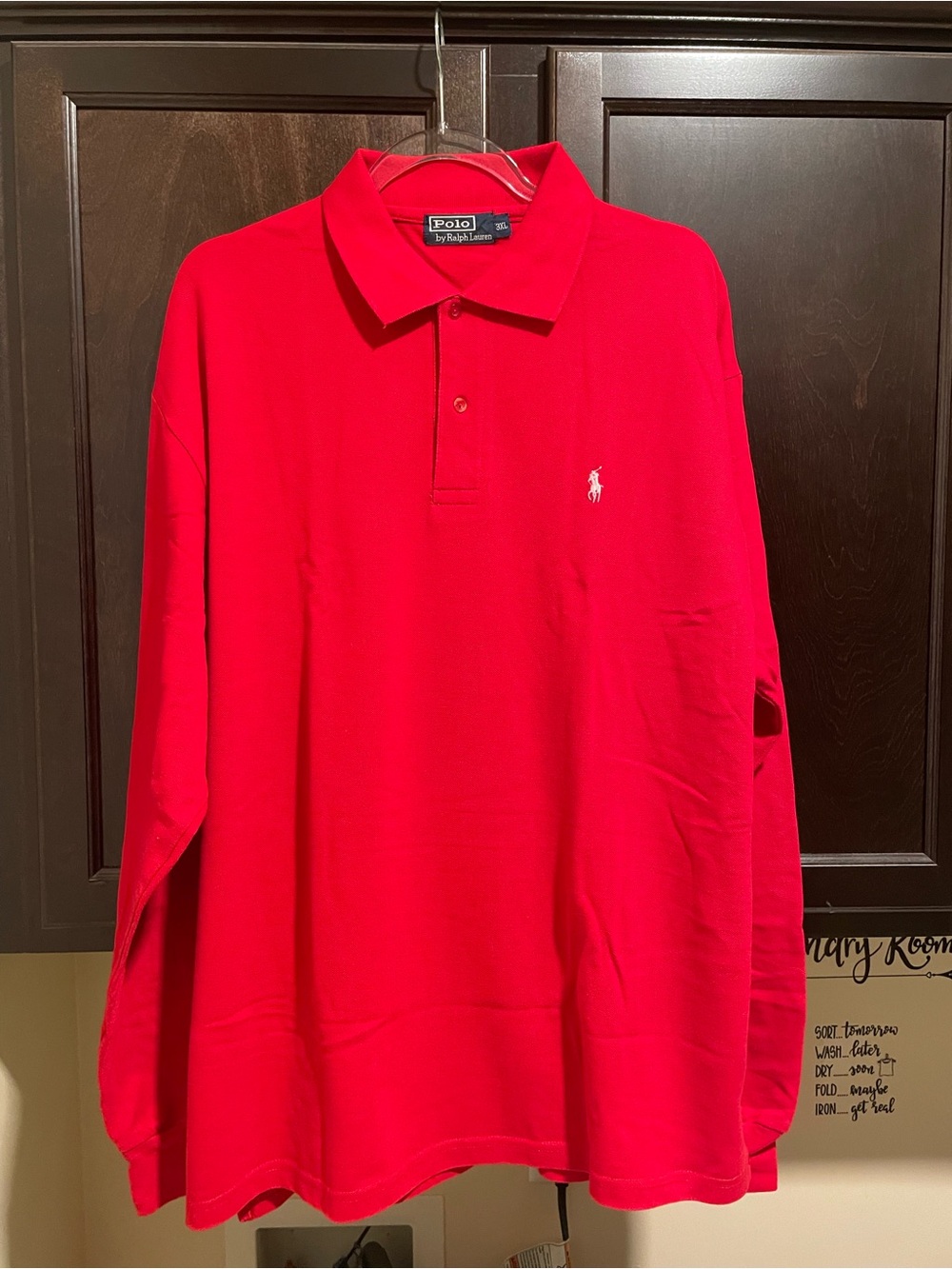 Vintage Red Polo Ralph Lauren long sleeve polo with White Pony 3XL